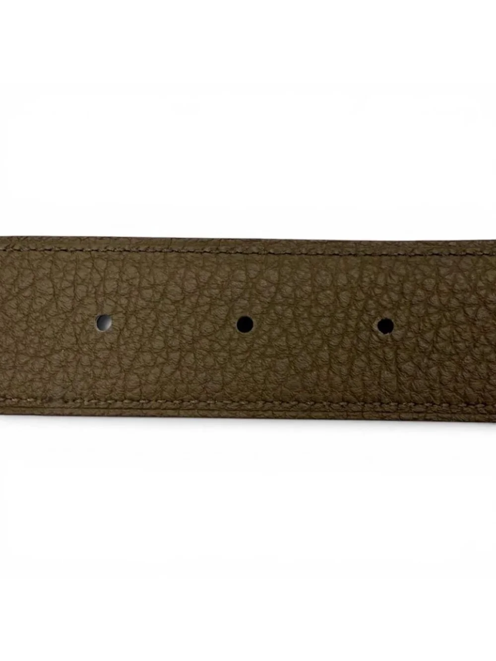 Hermes Constance Box Calf Togo Gold Logo Buckle Reversible Belt Khaki Black